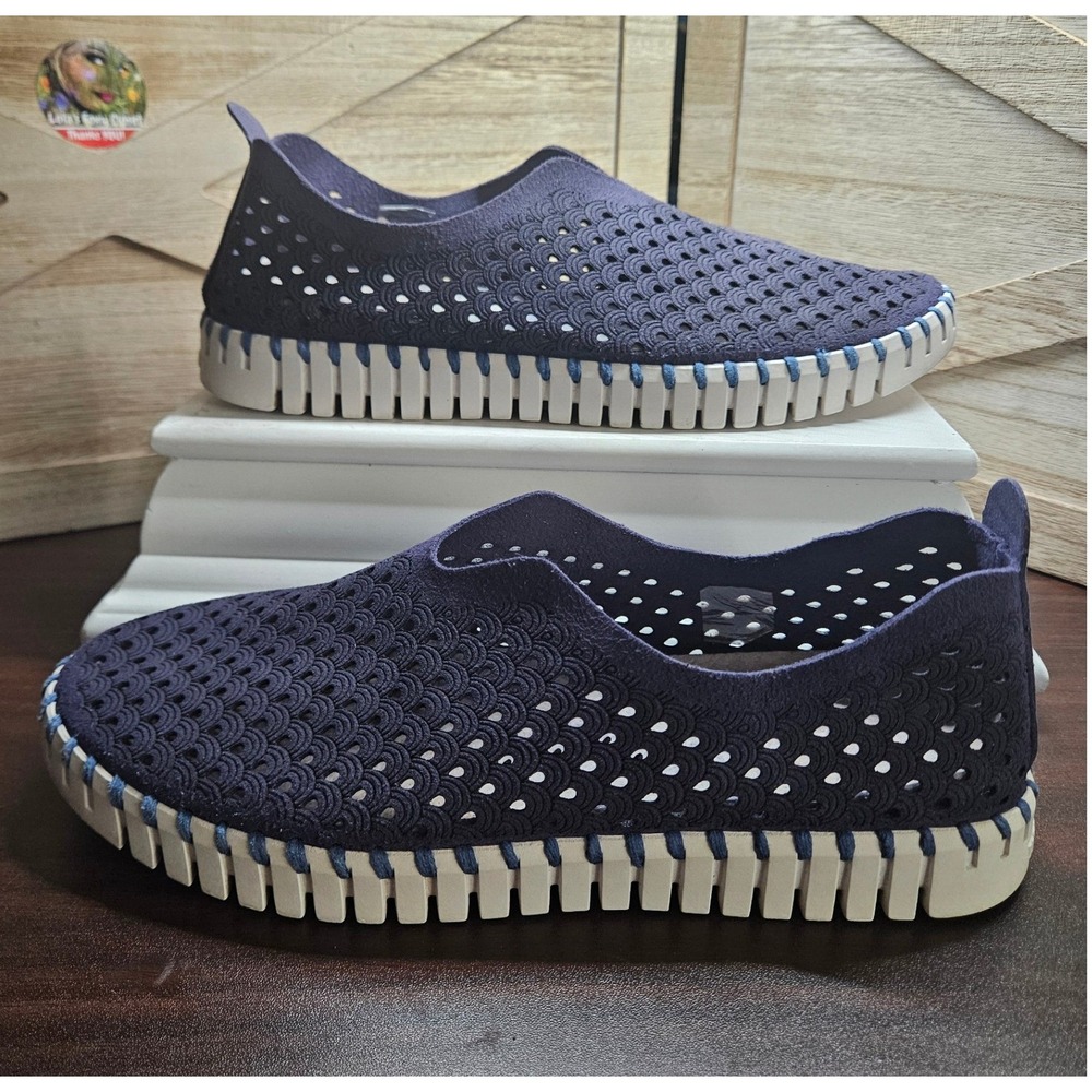 Ilse Jacobsen Sneakers Womens 38 Blue Tulip Danish Laser Cut Slip On Shoes #606